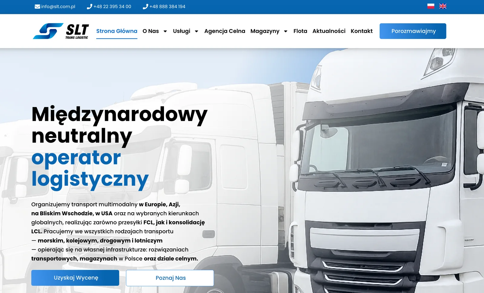 Strona główna operatora logistycznego SLT