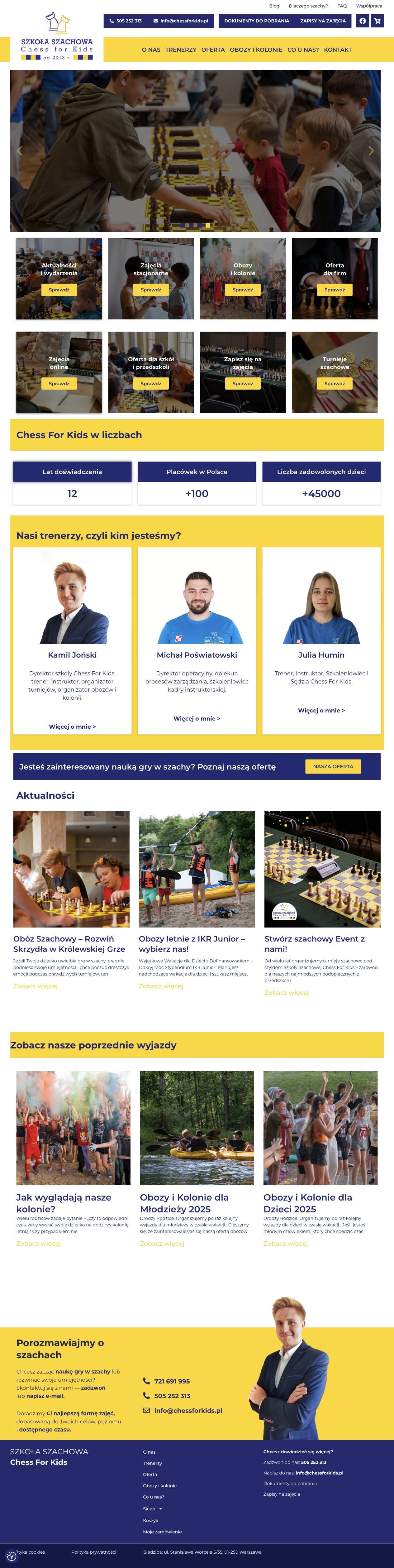 Chess for Kids — Strona główna — pełny widok strony